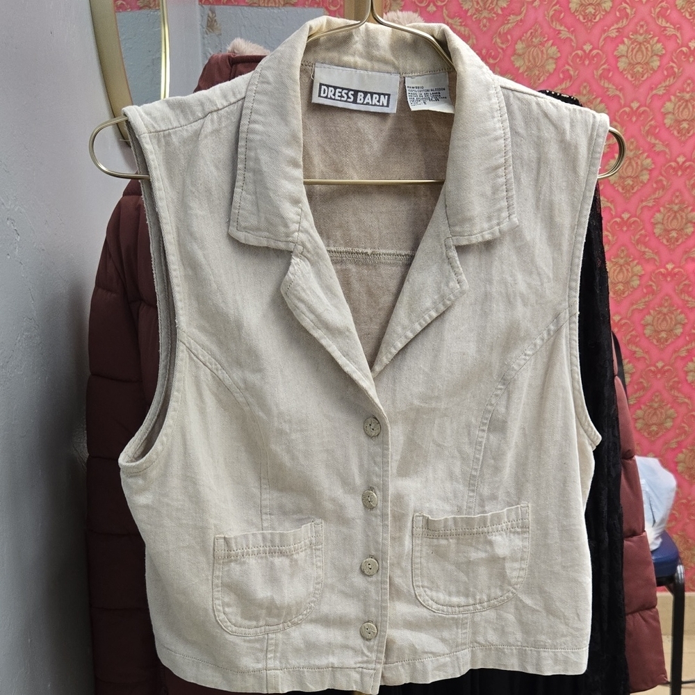 Dress Barn Light Tan Button-Up Vest